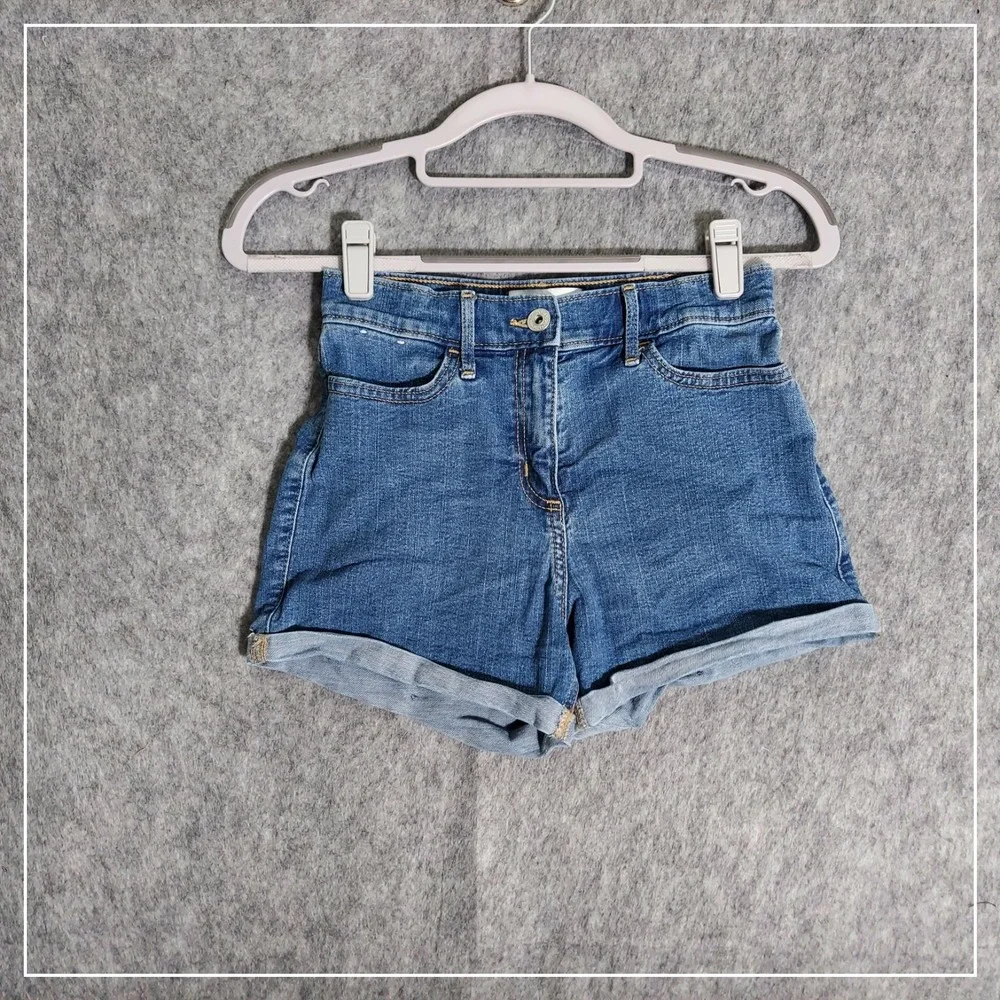 Abercrombie Kids Shorts Girls 11/12 Blue High Rise‎ Mini Mom Short Cuffed Denim